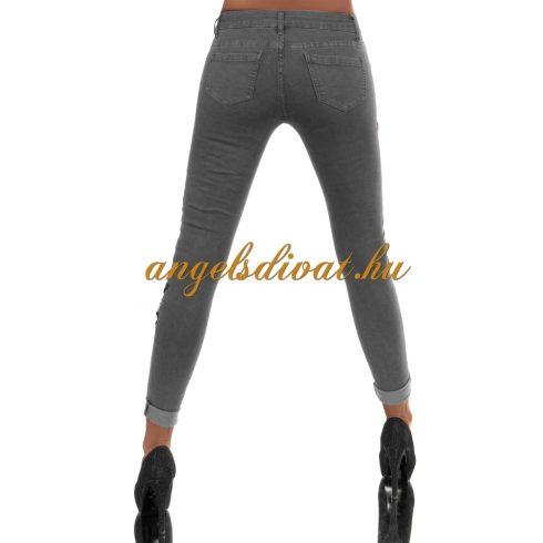 SZÜRKE FARMERNADRÁG VIRÁG DÍSZES