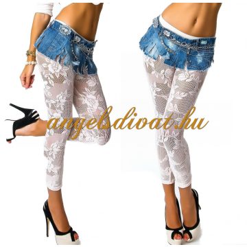 TÖRTFEHÉR CSIPKE LEGGING